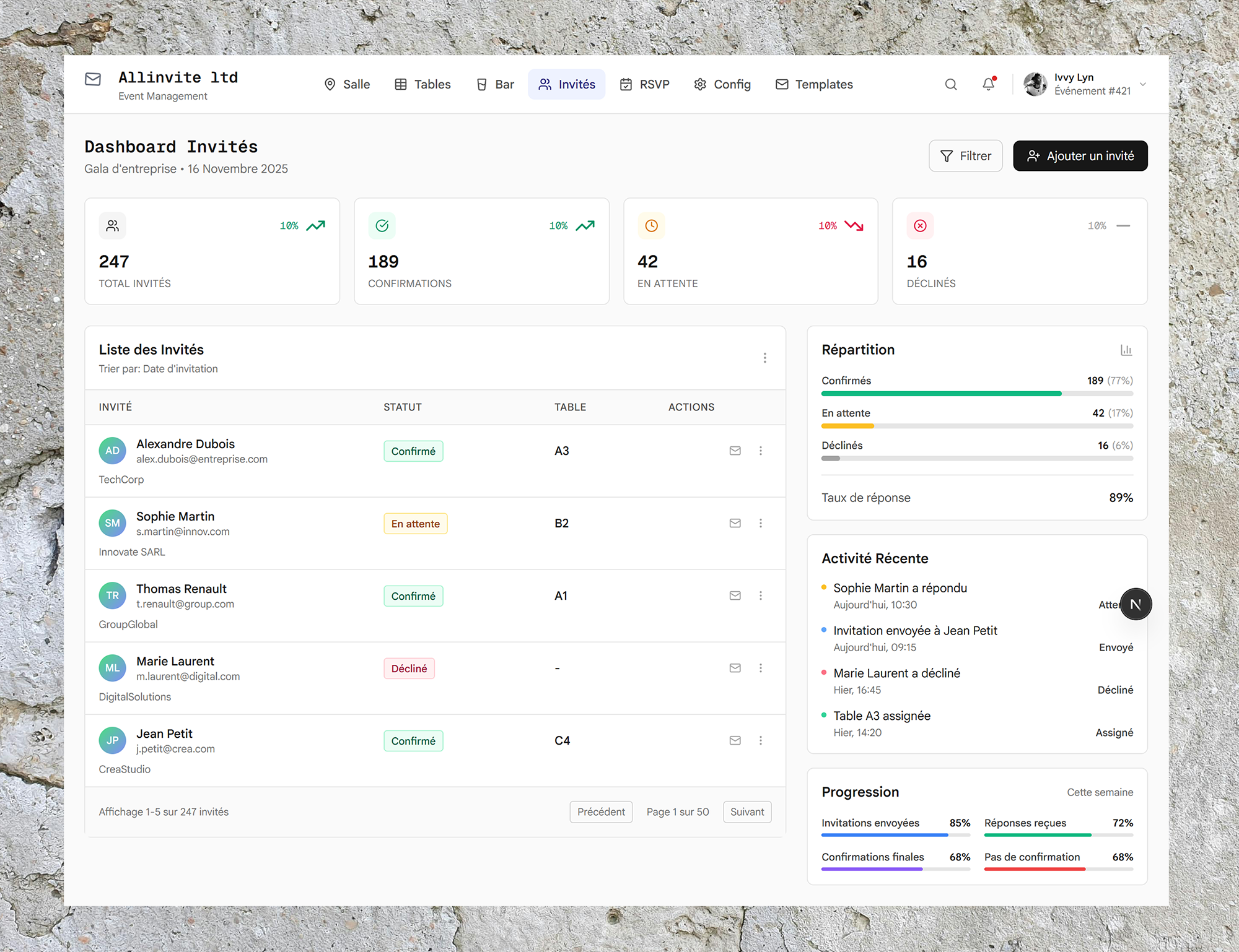 AllInvite - visuel principal - Projet réalisé par Peter Nzana, développeur web et mobile à Lubumbashi